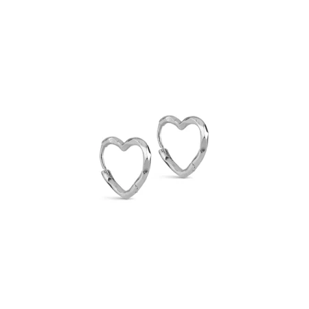Enamel Copenhagen Organic Heart Small Hoops Silver